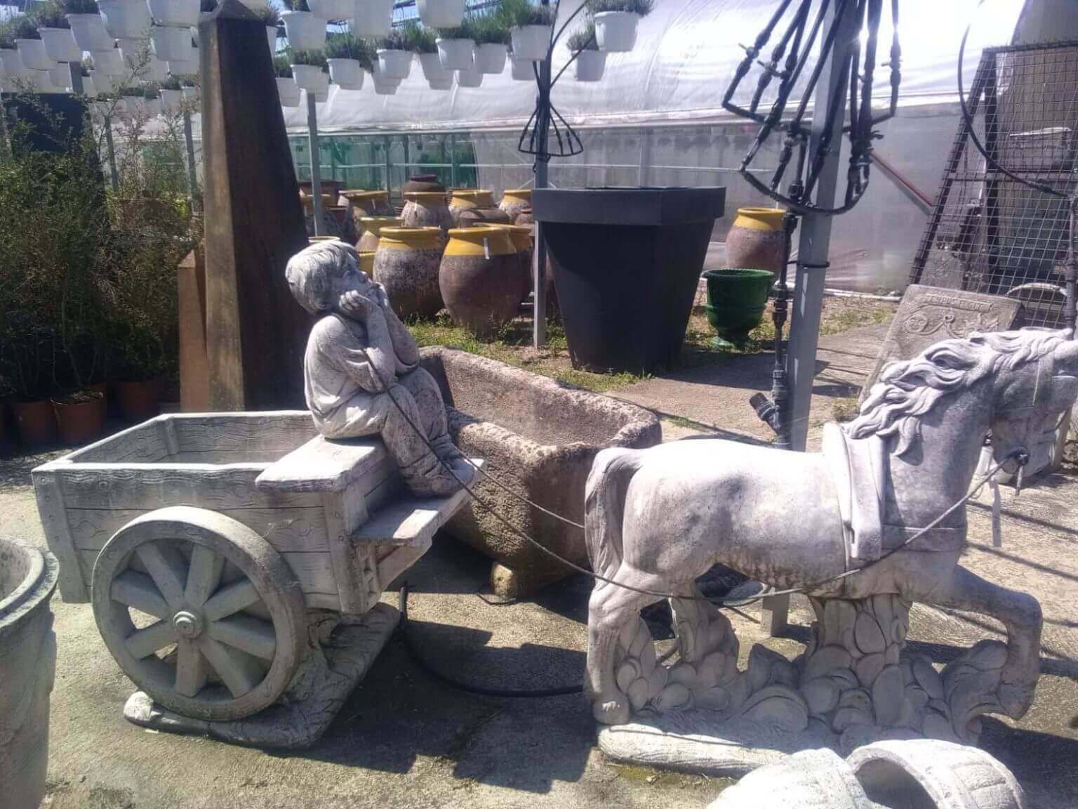 Statue Enfant à la Charrette