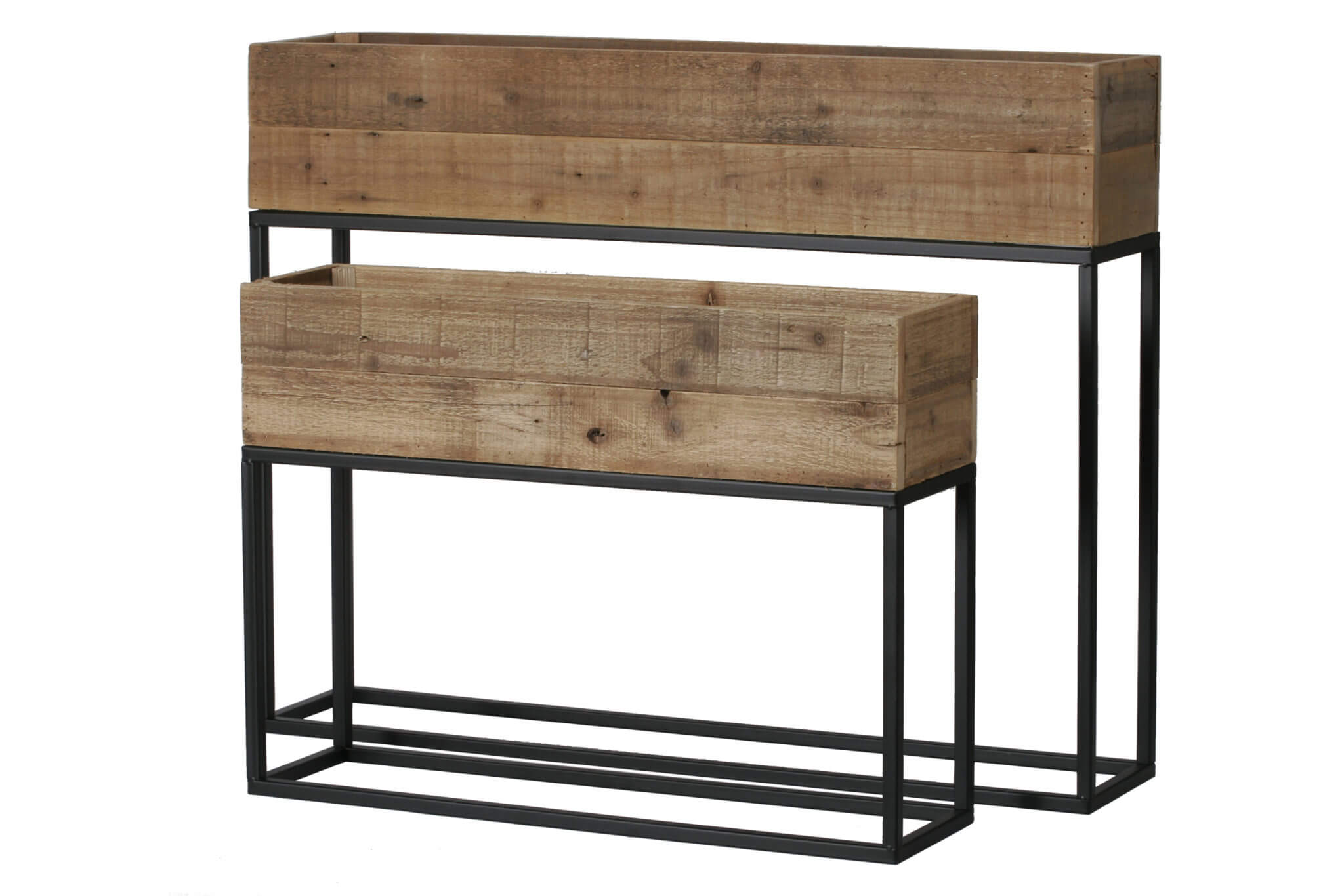 Jardinière Bois avec Pied Métal 80x16H62 - Pépinière Sainte Marguerite