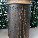 Lanterne Métal et Bois Forêt H40cm