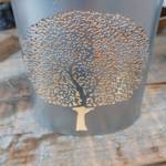 Photophore Oval Arbre Gris